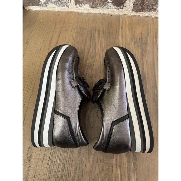Softwaves Metallic Pewter Leather Chain Platform Loafers EU 38.5 US 7.5 M - Picture 8 of 13